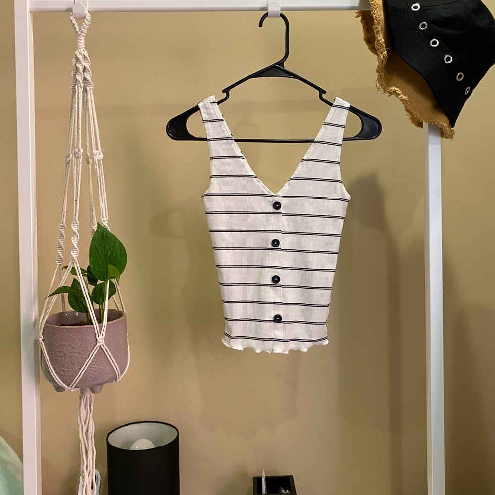 XS Striped Button Up Tank